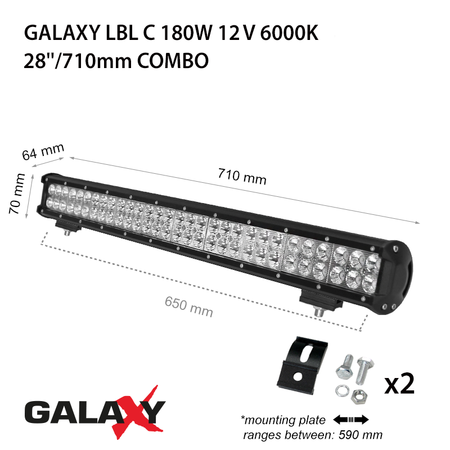 Proiector bara LED GALAXY LBL C 180W 12/24V 6000K 28``/710mm