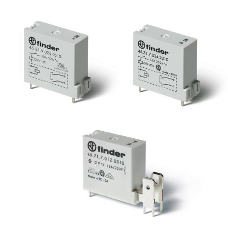 Releu miniaturizat implantabil (PCB) - 1 contact, 16 A, ND (contact normal deschis), 12 V, Protecție la fluxul de spalare cu solvenți (RT III), Sensibila in C.C., AgCdO, Implantabil (PCB) + Faston 250, Niciuna