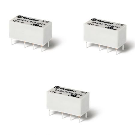 Releu ultra-miniaturizat - 2 contacte, 2 A, C (contact comutator), 6 V, Protecție la fluxul de spalare cu solvenți (RT III), Sensibila in C.C., AgNi + Au, Implantabil (PCB), Niciuna