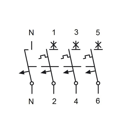 Intreruptor automat modular (MCB) AMPARO 6kA, B 6A, 3P+N