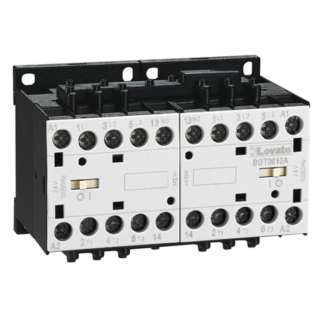 Ansamblu contactori pentru inversare de sens, dc bobina, interblocaj mecanic interior , 12a ac3 in dc, 5.7kw. bobina tensiune 125vdc