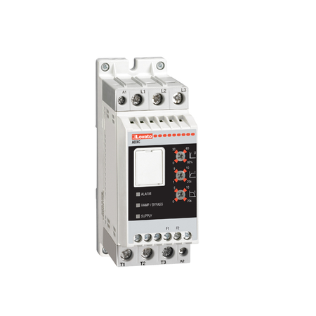 Soft starter, adxc… type, cu releu by-pass integrat. trifazat 400vac motor control, auxiliary supply: starter 110…400vac (l1-l2-l3 inputs); start command 110-400vac (a1-a2 terminals), 12a