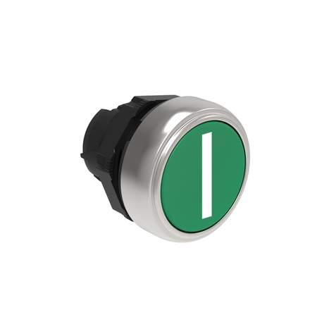 Push buton , diametru, with symbol Ø22mm platinum series, flush, i / green