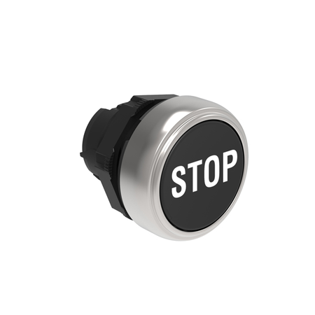 Push buton , diametru, with symbol Ø22mm platinum series, flush, stop / black