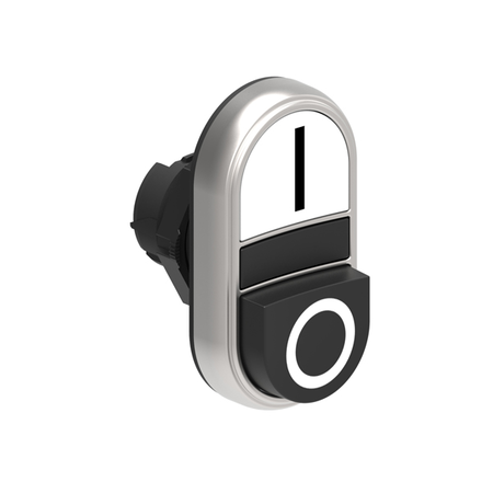 Buton dublu, diametru Ø22MM PLATINUM SERIES, 1 EXTENDED AND 1 FLUSH PUSH BUTTONS. BOTH diametru, WHITE - BLACK / I - 0