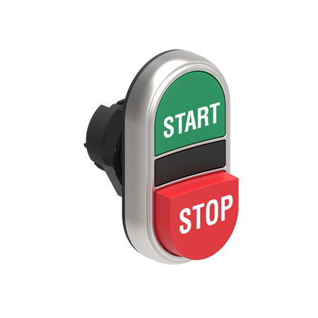 Buton dublu, diametru Ø22MM PLATINUM SERIES, 1 EXTENDED AND 1 FLUSH PUSH BUTTONS. BOTH diametru, GREEN -Rosu/ START - STOP