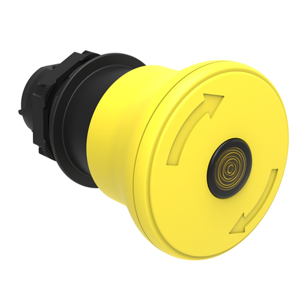 Buton ciuperca luminos Ø22MM PLATINUM SERIES, LATCH, TURN TO RELEASE, Ø40MM. FOR NORMAL STOPPING. YELLOW