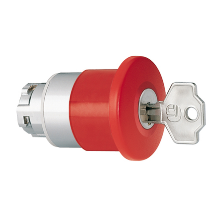 Cap buton ciuperca , Ø22mm 8lm metal series, latch, turn key to release, Ø40mm. for normal stopping. red