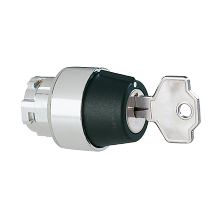 Selector cu cheie, Ø22mm 8lm metal series, 3 pozitii, 1 - 0 - 2 with different key code. withdral at 1 or 0 or 2