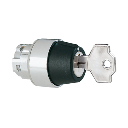 Selector cu cheie, Ø22mm 8lm metal series, 3 pozitii, 1 - 0 - 2 with different key code. withdral at 1