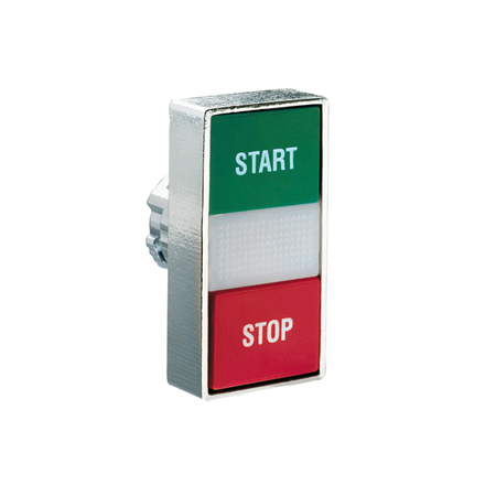 Buton dublu, diametru, WHITE INDICATOR, Ø22MM 8LM METAL SERIES, 2 FLUSH PUSH BUTTONS. BOTH diametru, GREEN -RED