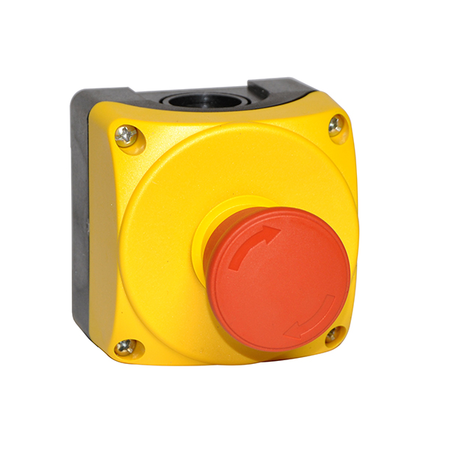 Doza semnalizare, completa cu push buton, yellow, 1 hole lpz p1 a5 with 1 e-stop p/button lpc b6644