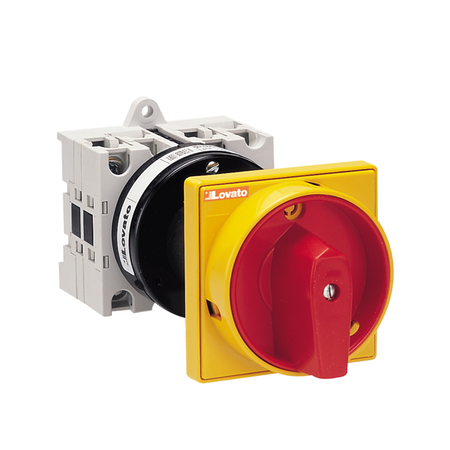 Intrerupator rotativ cu came, GX SERIES, O88 - 098 VERSIONS REAR MOUNT DOOR COUPLING WITH RED/YELLOW PADLOCK SYSTEM. ON/OFF SWITCH, THREE-POLE – 2 WAFERS – SCHEME 10, 16A