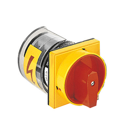 Intrerupator rotativ cu came, GN SERIES, U25-U65 montaj pe panou WITH PADLOCK SYSTEM, RED/YELLOW. ON/OFF SWITCH, THREE-POLE – 2 WAFERS – SCHEME 10, 16A