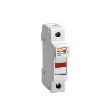 Suport fuziblie cu montaj pe sina r, for 10x38mm fuses. 32a rated current at 690vac, 1p. with status indicator. 1 module