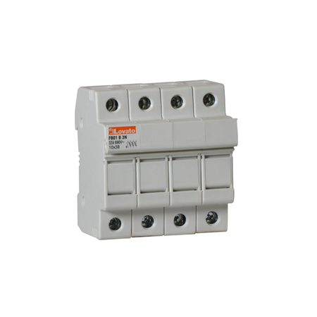 Suport fuziblie cu montaj pe sina R, FOR 10X38MM FUSES. 32A RATED CURRENT AT 690VAC, 3P+N. WITHOUT STATUS INDICATOR. 4 MODULES