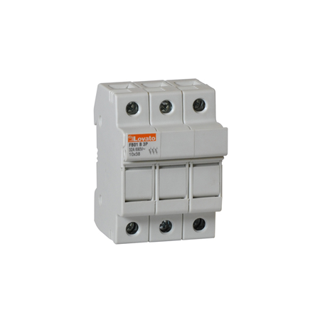 Suport fuziblie cu montaj pe sina R, FOR 10X38MM FUSES. 32A RATED CURRENT AT 690VAC, 3P. WITHOUT STATUS INDICATOR. 3 MODULES