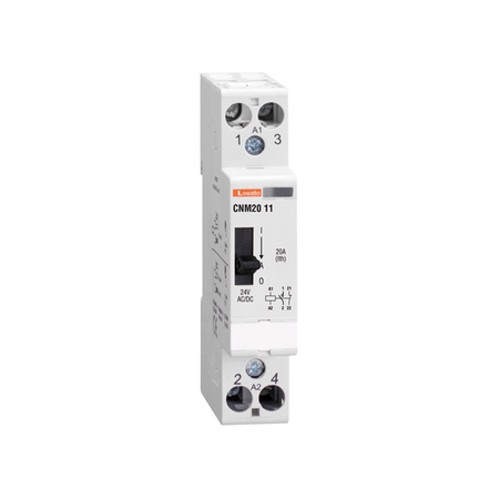 Contactor modular pentru iluminat cu control manual, 20A AC1, 24VAC/DC (1NO+1NC)