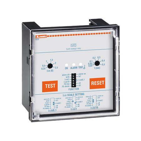 EARTH LEAKAGE RELAY WITH 2 OPERATION THRESHOLDS, FLUSH MOUNT. EXTERNAL CT. FAIL SAFE, 110VAC/DC-240VAC-415VAC