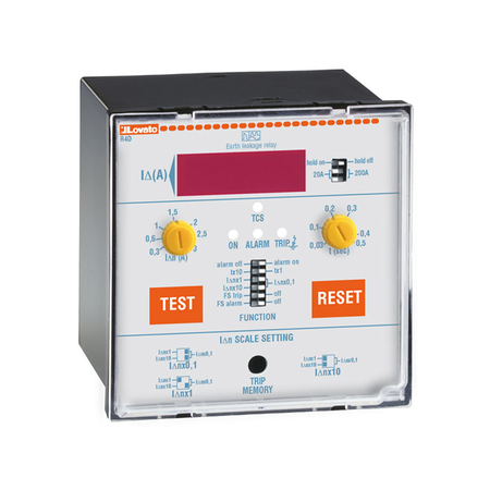 EARTH LEAKAGE RELAY WITH 2 OPERATION THRESHOLDS, FLUSH MOUNT. EXTERNAL CT. FAULT CURRENT MEASUREMENT. DIGITAL DISPLAY. FAIL SAFE. FLAG INDICATOR, 110VAC/DC-240VAC-415VAC