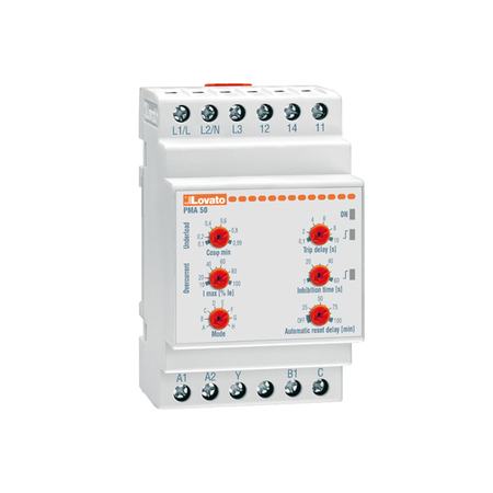 PUMP PROTECTION RELAY FOR SINGLE AND trifazat SYSTEMS, MAXIMUM AC CURRENT AND MINIMUM COSΦ. Lipsa faza AND INCORRECT PHASE SEQUENCE, 5A OR 16A