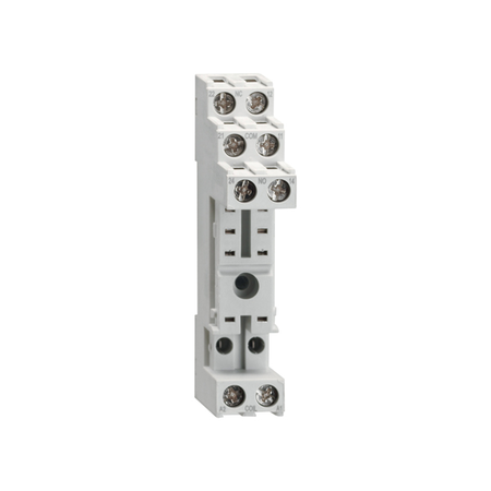 SOCKET FOR RELAY FOR FITTING ON DIN RAIL OR SCREWS, SCREW TERMINALS, CONTACT TERMINALS ALL ON UPPER SIDE