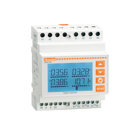 MODULAR LCD MULTIMETER, NON EXPANDABLE, BACKLIGHT LCD ICON DISPLAY, RS485 PORT, AUXILIARY SUPPLY 100-240VAC/115-250VDC. MULTILANGUAGE: ITALIAN, ENGLISH, FRENCH, GERMAN, SPANISH AND PORTUGUESE