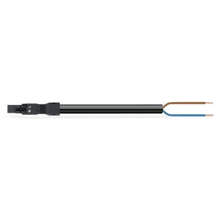 pre-assembled connecting cable; Eca; Plug/open-ended; 2-pole; Cod. A; H05VV-F 2 x 1.0 mm²; 8 m; 1,00 mm²; black