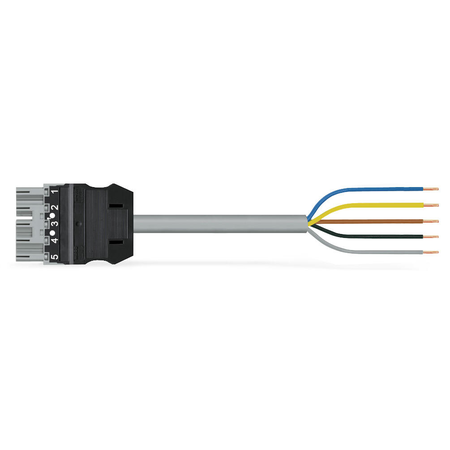 Pre-assembled connecting cable; eca; plug/open-ended; 5-pole; cod. b; 4m; 1,00 mm²; gray