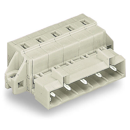 1-conductor male connector; 100% protected against mismating; clamping collar; 2.5 mm²; Pin spacing 2.5 mm; 2-pole; 2,50 mm²; light gray