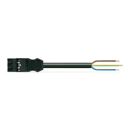 pre-assembled connecting cable; B2ca; Plug/open-ended; 3-pole; Cod. A; 6 m; 1,50 mm²; black