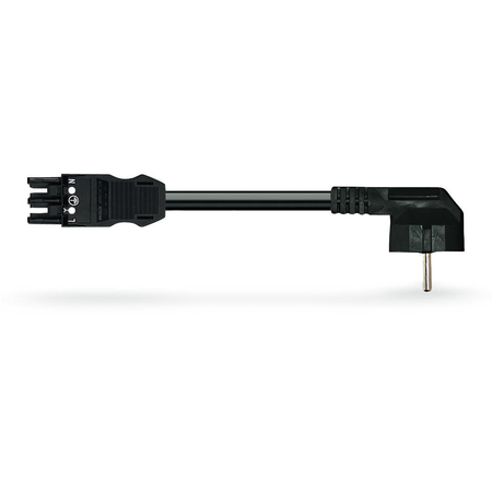 Pre-assembled interconnecting cable; socket/schuko plug; 3-pole; cod. a; h05vv-f 3g 2.5 mm²; 1 m; 2,50 mm²; black