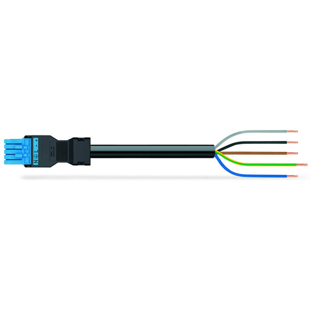 Pre-assembled connecting cable; eca; socket/open-ended; 5-pole; cod. i; h05z1z1-f 5g 1.5 mm²; 7 m; 1,50 mm²; blue