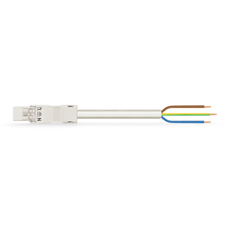 Pre-assembled connecting cable; eca; plug/open-ended; 3-pole; cod. a; 3 m; 1,00 mm²; white