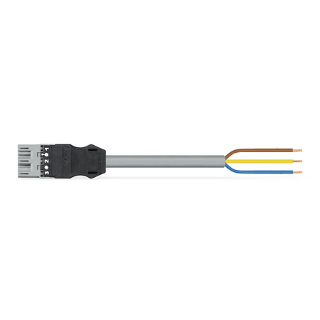 Pre-assembled connecting cable; eca; plug/open-ended; 3-pole; cod. b; h05vv-f 3 x 1.0 mm²; 5 m; 1,00 mm²; gray