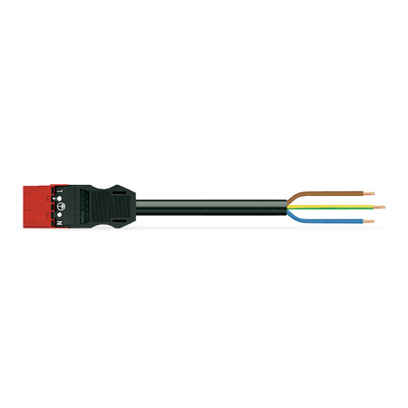 Pre-assembled connecting cable; eca; plug/open-ended; 3-pole; cod. p; h05z1z1-f 3g 2.5 mm²; 7 m; 2,50 mm²; red