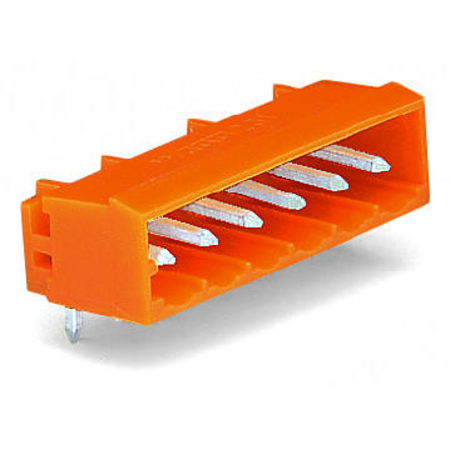 Tht male header; 1.2 x 1.2 mm solder pin; angled; pin spacing 5.08 mm; 20-pole; orange