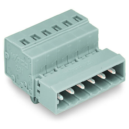 1-conductor male connector; snap-in mounting feet; 2.5 mm²; pin spacing 5 mm; 23-pole; 2,50 mm²; gray