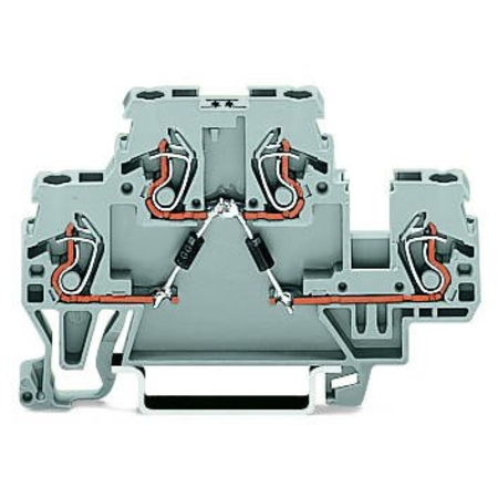 Component terminal block; double-deck; with 2k7 and 10k0 resistors; for din-rail 35 x 15 and 35 x 7.5; 2.5 mm²; cage clamp®; 2,50 mm²; gray