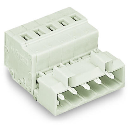 1-conductor male connector; 100% protected against mismating; Snap-in mounting feet; 2.5 mm²; Pin spacing 5 mm; 9-pole; 2,50 mm²; light gray