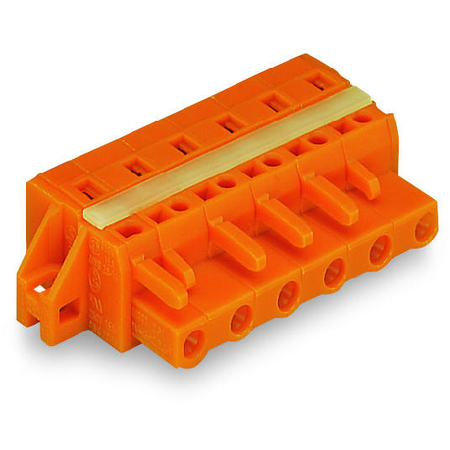 1-conductor female plug; clamping collar; 2.5 mm²; pin spacing 7.62 mm; 6-pole; 2,50 mm²; orange