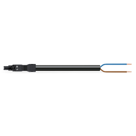 pre-assembled connecting cable; Eca; Socket/open-ended; 2-pole; Cod. A; H05VV-F 2 x 1.5 mm²; 8 m; 1,50 mm²; black