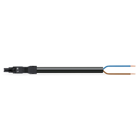 Pre-assembled connecting cable; eca; socket/open-ended; 2-pole; cod. a; h05vv-f 2 x 1.5 mm²; 1 m; 1,50 mm²; black