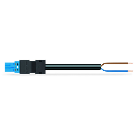 Pre-assembled connecting cable; eca; plug/open-ended; 2-pole; cod. i; h05vv-f 2 x 1.5 mm²; 2 m; 1,50 mm²; blue