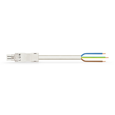 Pre-assembled connecting cable; eca; socket/open-ended; 3-pole; cod. a; h05vv-f 3g 1.5 mm²; 2 m; 1,50 mm²; white