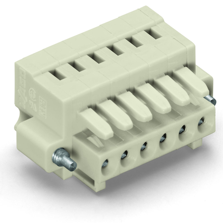 1-conductor female plug; 100% protected against mismating; screw flange; 1.5 mm²; pin spacing 3.5 mm; 13-pole; 1,50 mm²; light gray