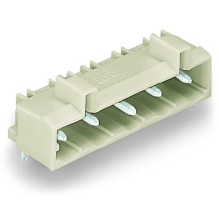 THT male header; 1.2 x 1.2 mm solder pin; angled; 100% protected against mismating; Preceding ground contact; Pin spacing 7.5 mm; 3-pole; light gray