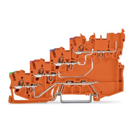 4-conductor sensor supply terminal block; for PNP (positive) switching sensors; with ground contact; 1 mm²; Push-in CAGE CLAMP®; 1,00 mm²; orange