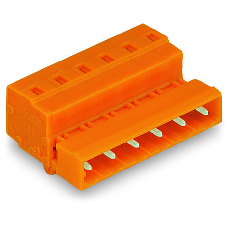 1-conductor male connector; Snap-in mounting feet; 2.5 mm²; Pin spacing 7.62 mm; 5-pole; 2,50 mm²; orange