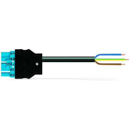 pre-assembled connecting cable; Eca; Plug/open-ended; 5-pole; Cod. I; H05Z1Z1-F 3G 1.5 mm²; 2 m; 1,50 mm²; blue